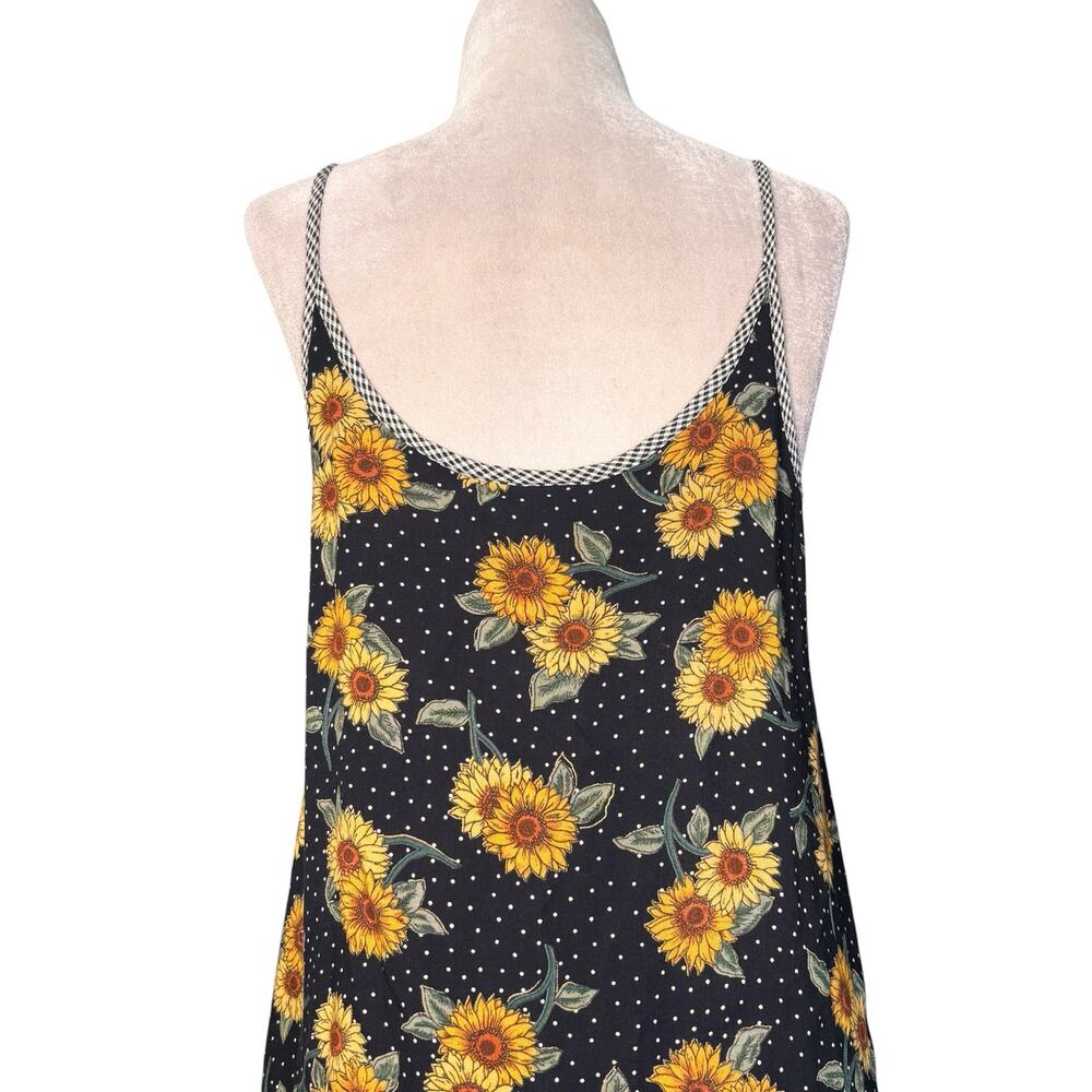 Vintage Sunflower Polka Dot Slip Dress Gingham Cottagecore Sundress Euro Summer - Picture 6 of 11